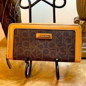 Calvin Klein Monogram Brown and Tan Wallet